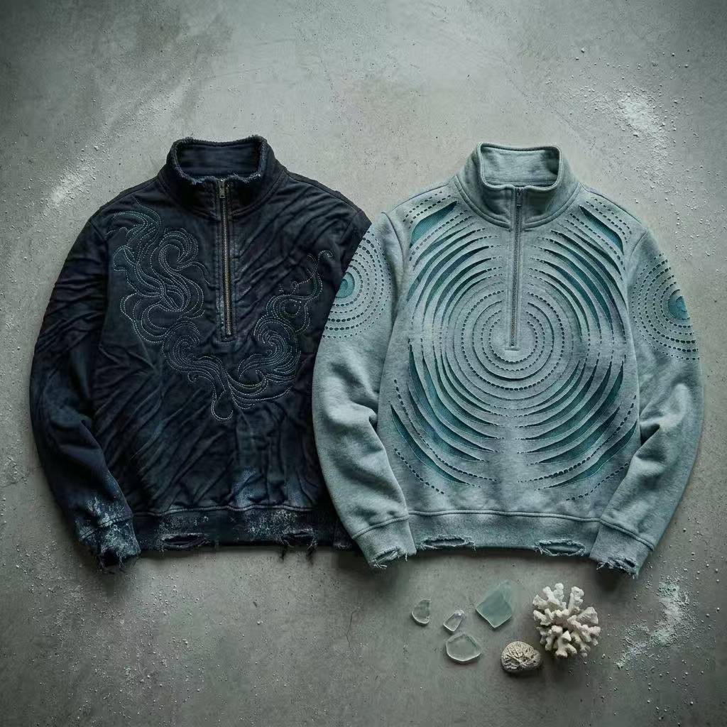 JZZW Ocean Series — Embossed Quarter-Zip